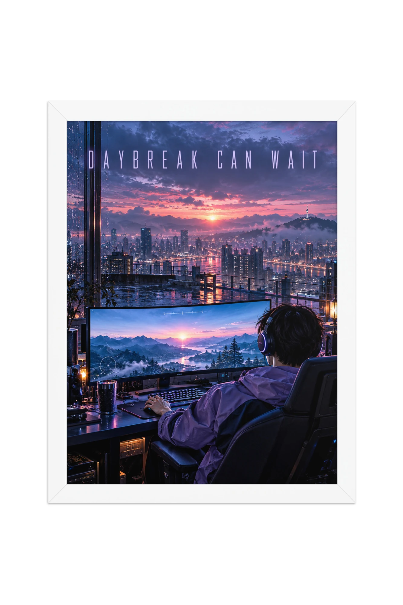 "Daybreak Can Wait" Premium Wooden Framed Poster