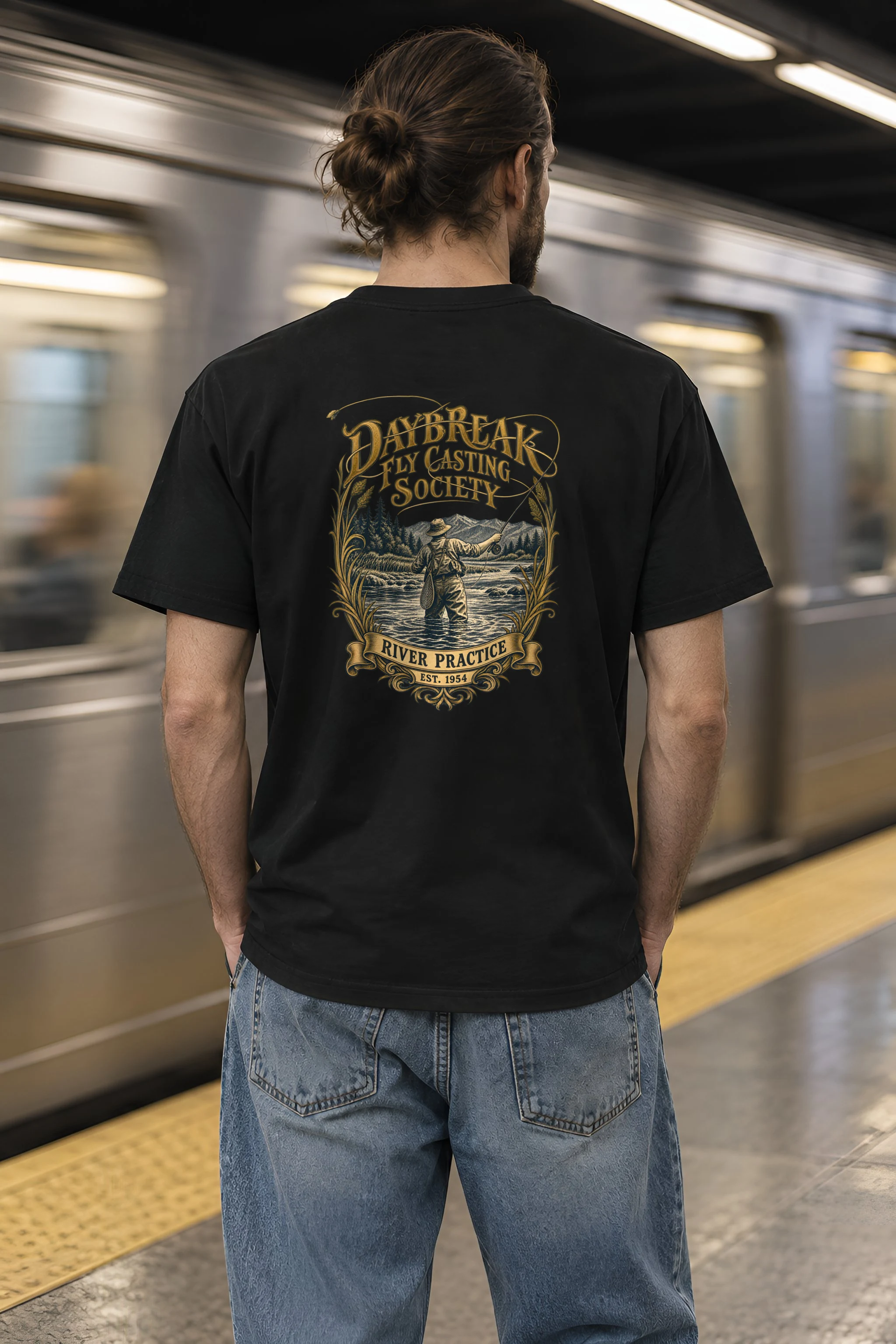 "Daybreak Fly Casting Society" Heavyweight Unisex Crewneck T-shirt