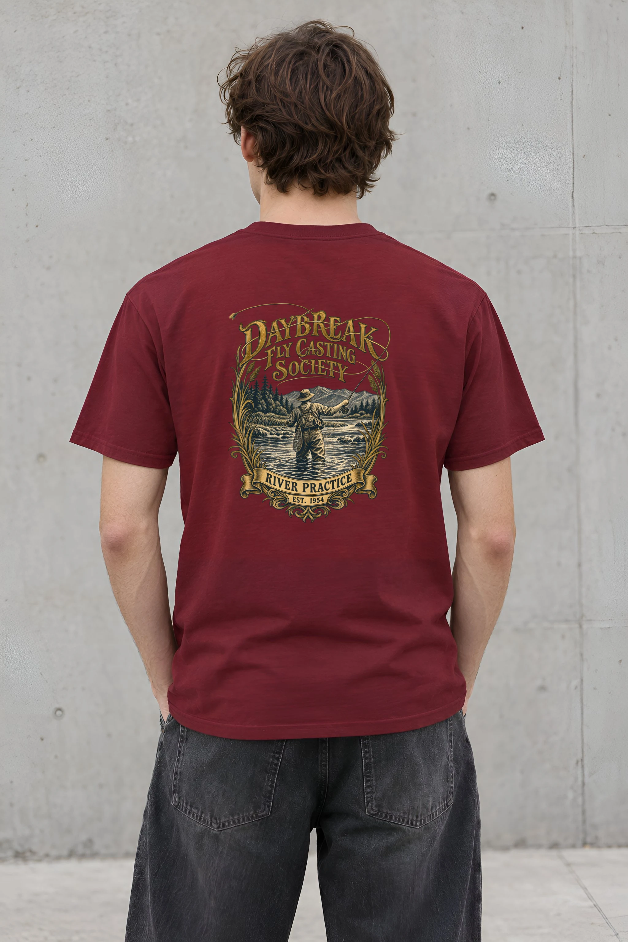 "Daybreak Fly Casting Society" Heavyweight Unisex Crewneck T-shirt