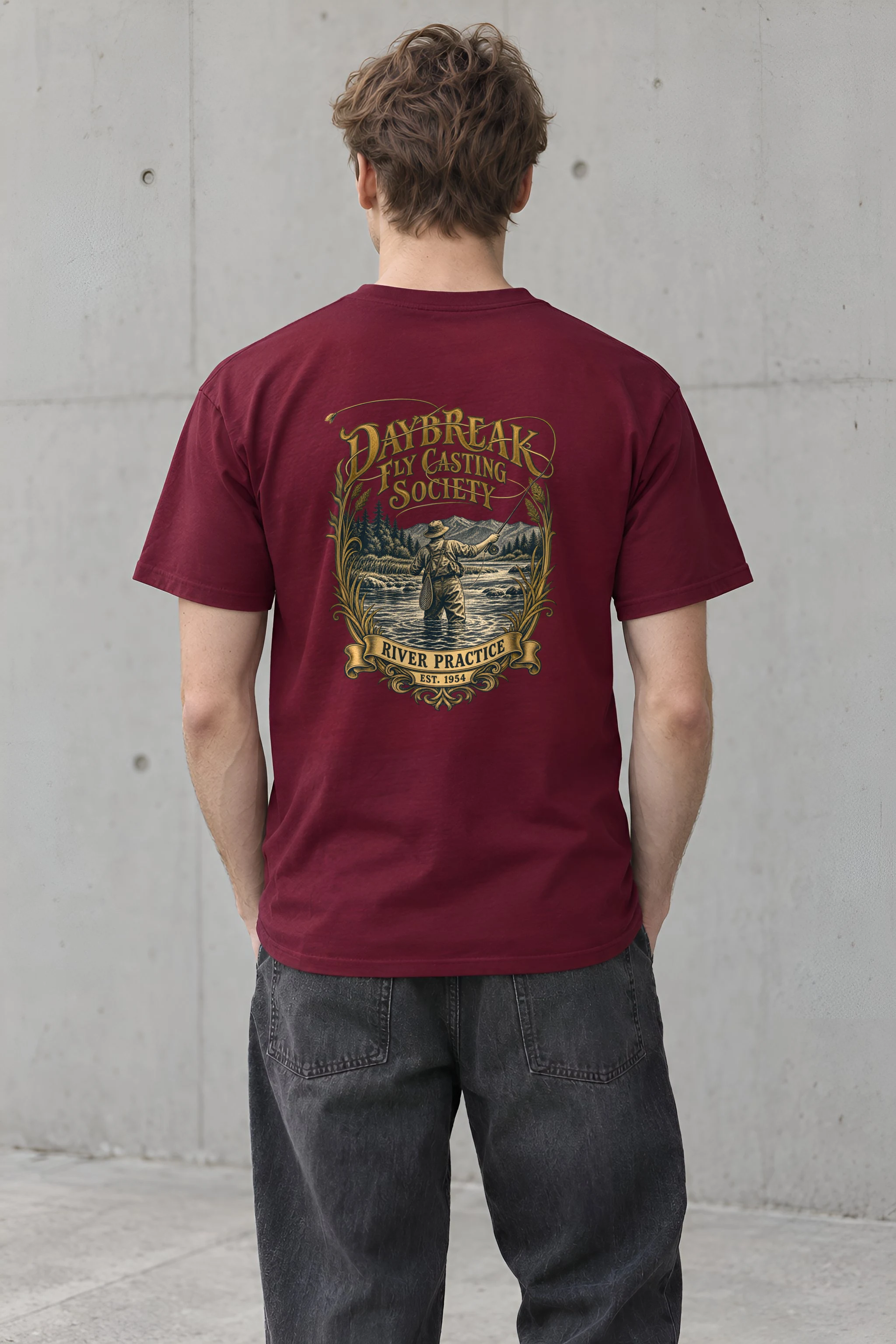 "Daybreak Fly Casting Society" Heavyweight Unisex Crewneck T-shirt