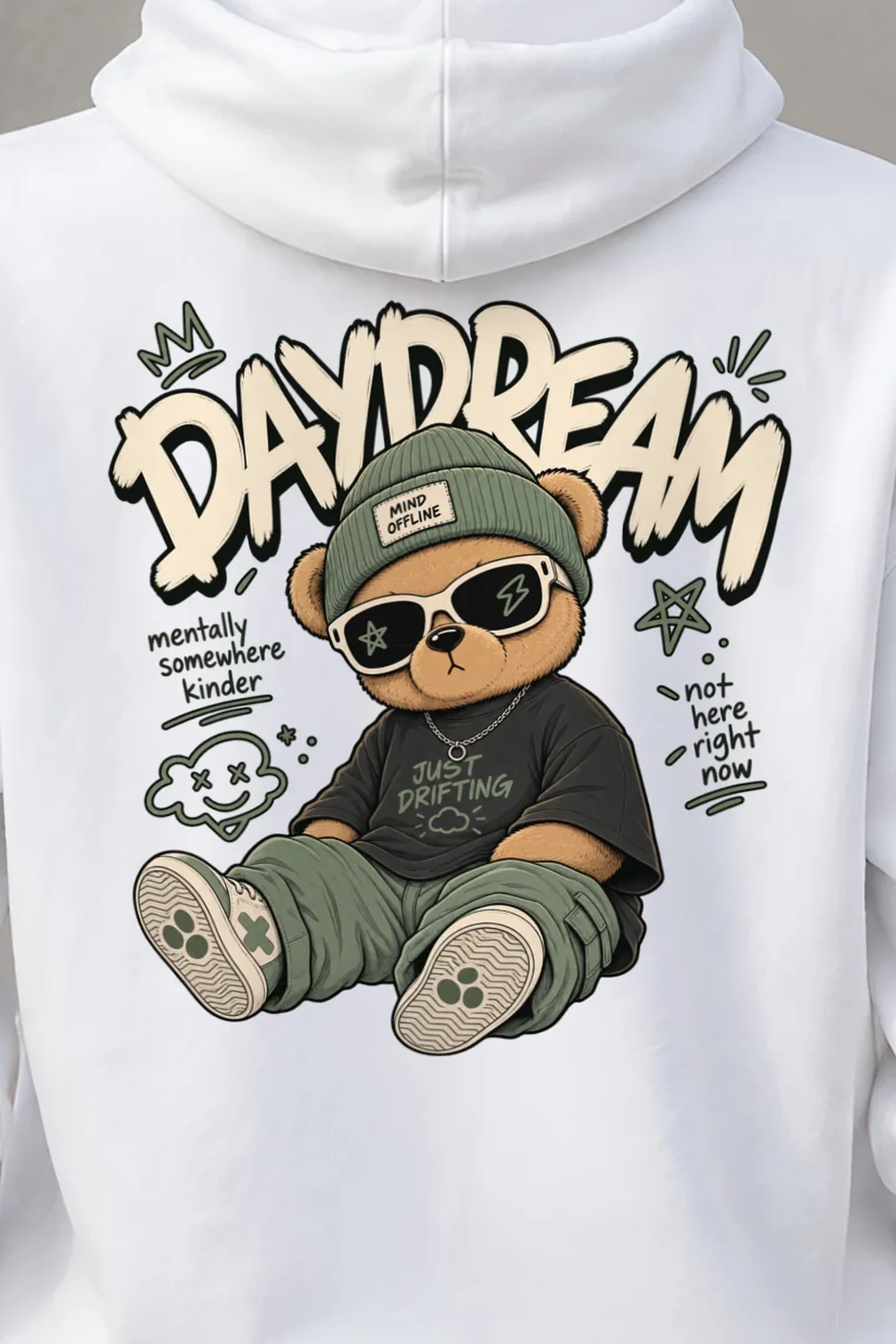 "Daydream Bear" 1 Pullover Hoodie - the graphic up close