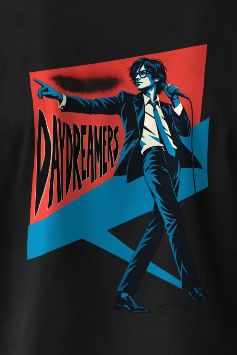 "Daydreamers Singer Poster" Heavyweight Unisex Crewneck T-shirt - the graphic up close