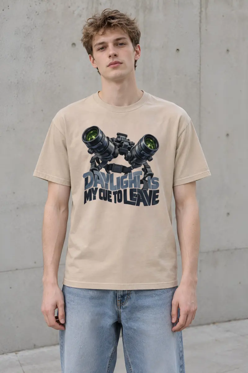 “Daylight Is My Cue to Leave” Heavyweight Unisex Crewneck T-shirt