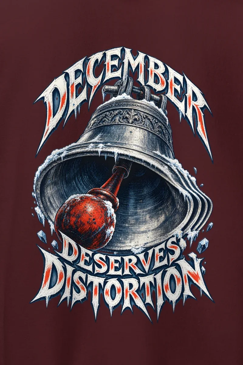 "December Deserves Distortion" Heavy Blend Unisex Pullover Hoodie - the graphic up close