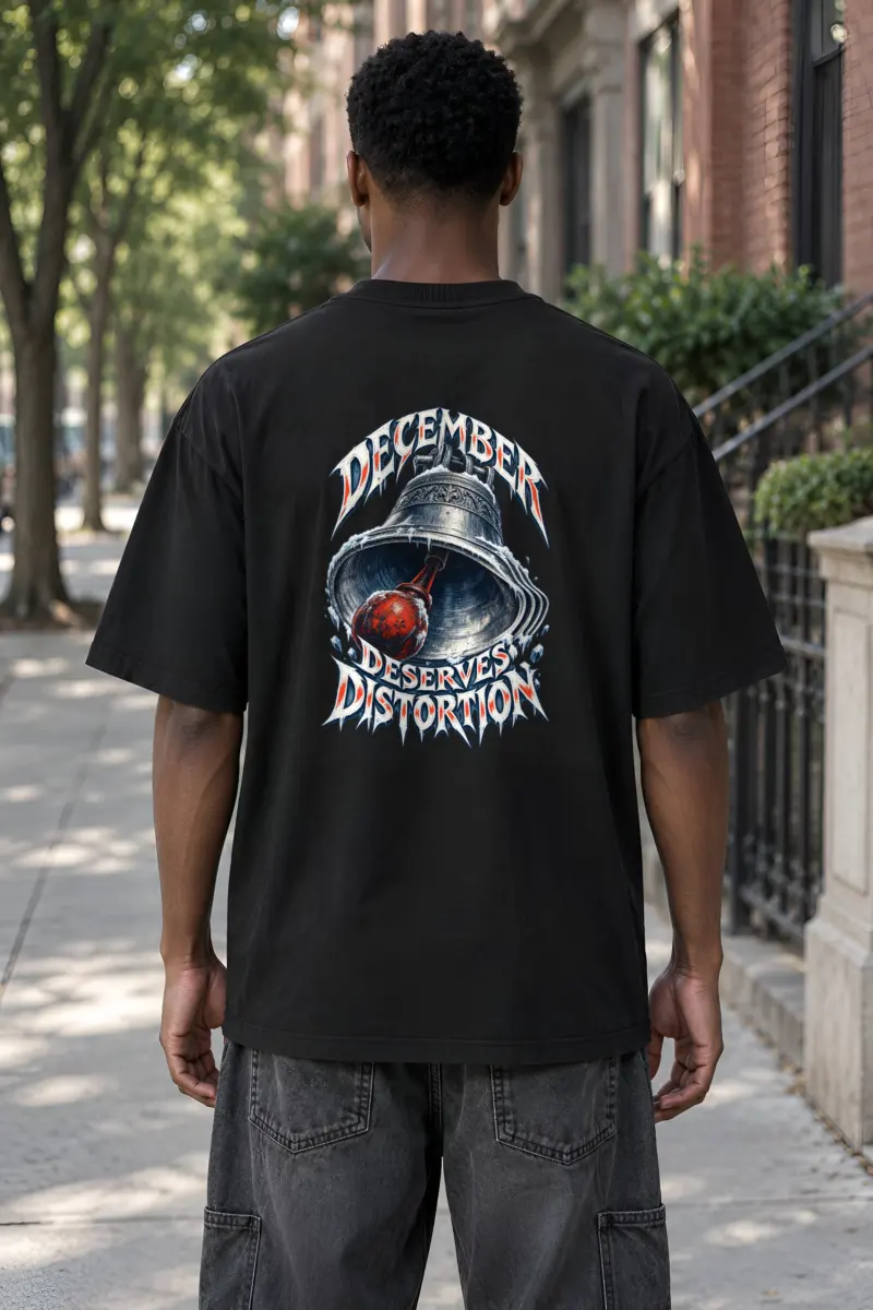 "December Deserves Distortion" Unisex Oversized Heavyweight Crewneck T-Shirt