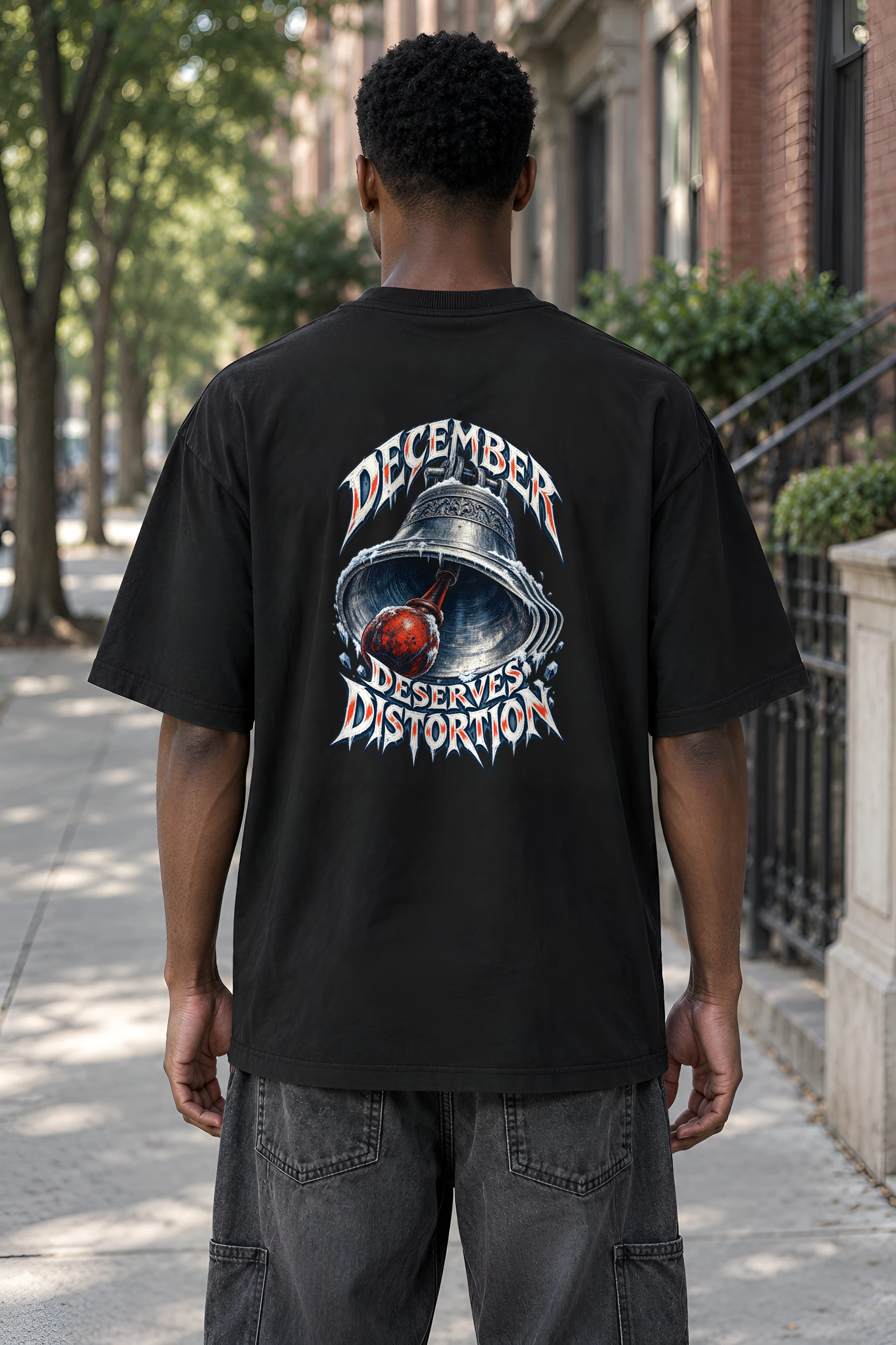 "December Deserves Distortion" Men's Oversized Heavyweight Crewneck T-Shirt