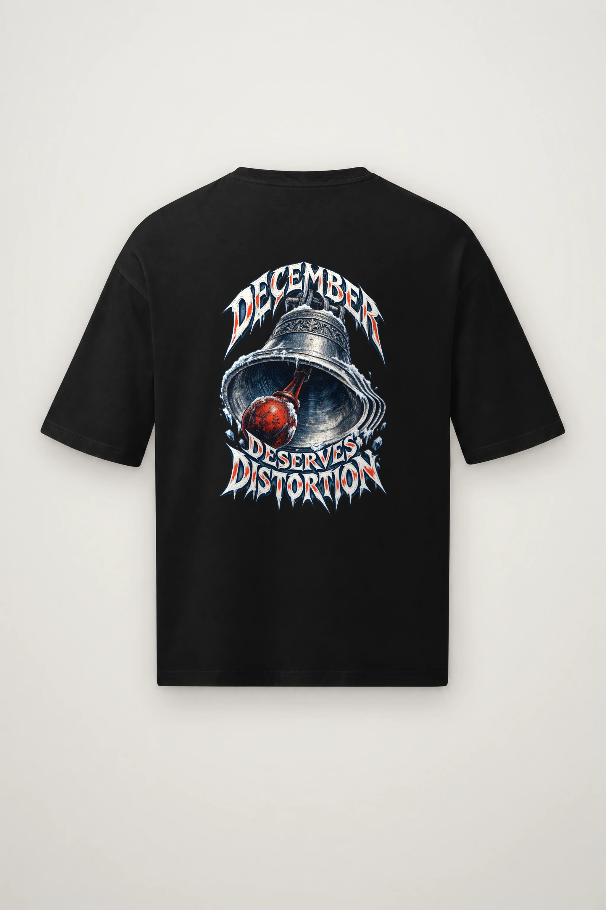 "December Deserves Distortion" Men's Oversized Heavyweight Crewneck T-Shirt