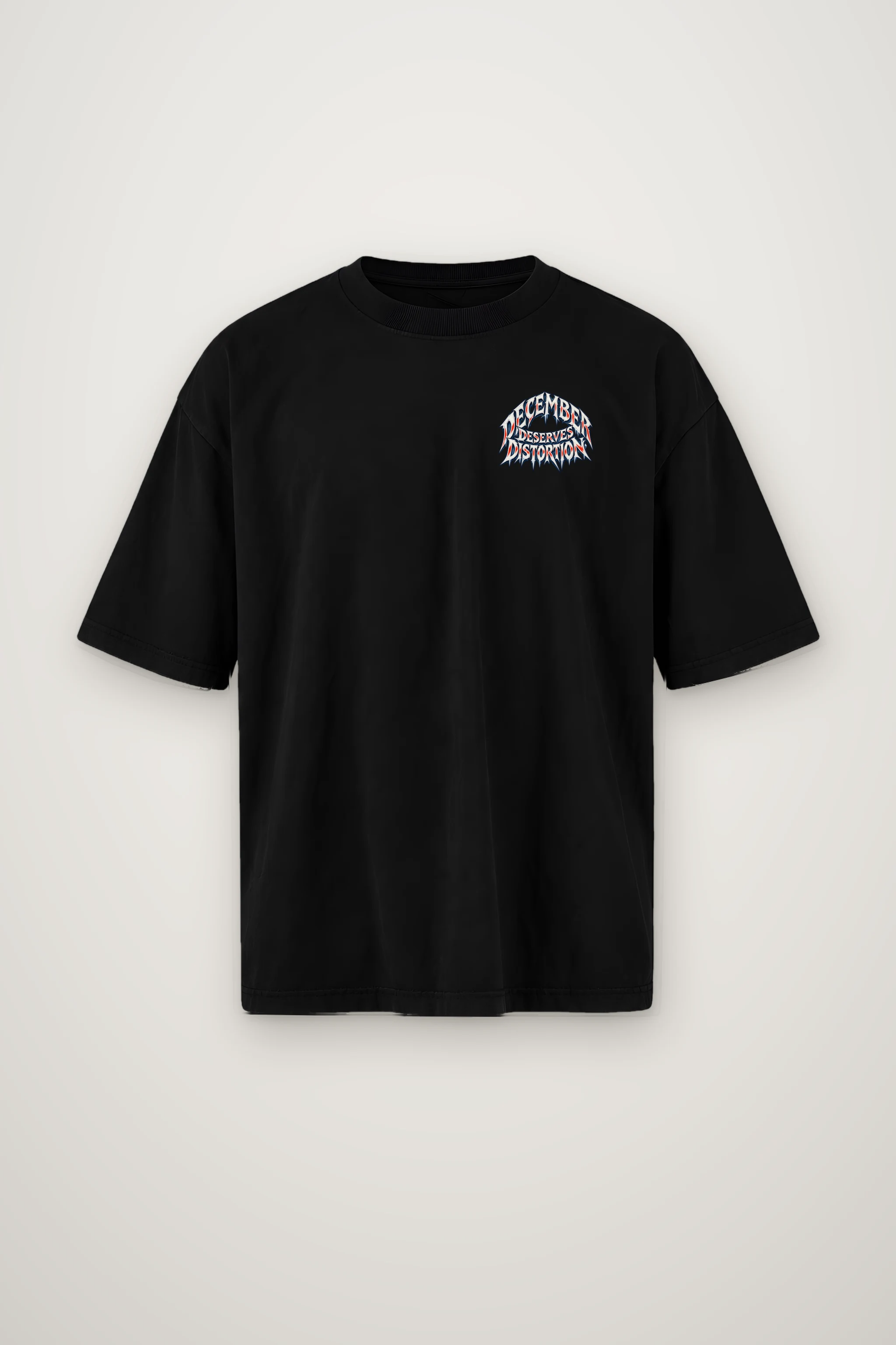 "December Deserves Distortion" Men's Oversized Heavyweight Crewneck T-Shirt