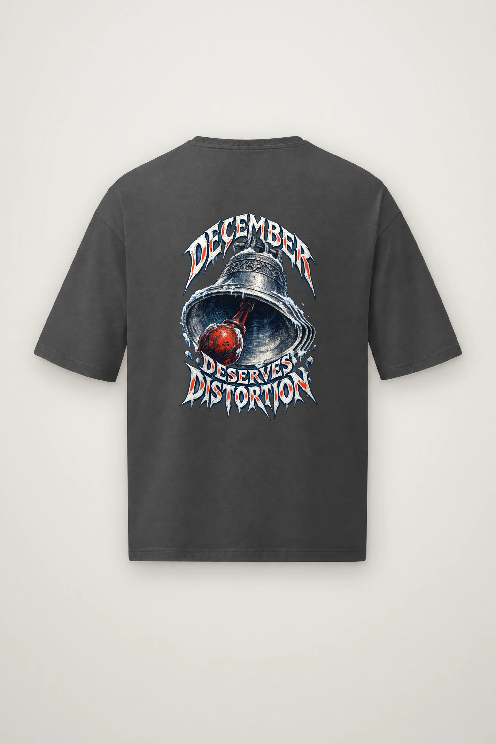 "December Deserves Distortion" Men's Oversized Heavyweight Crewneck T-Shirt