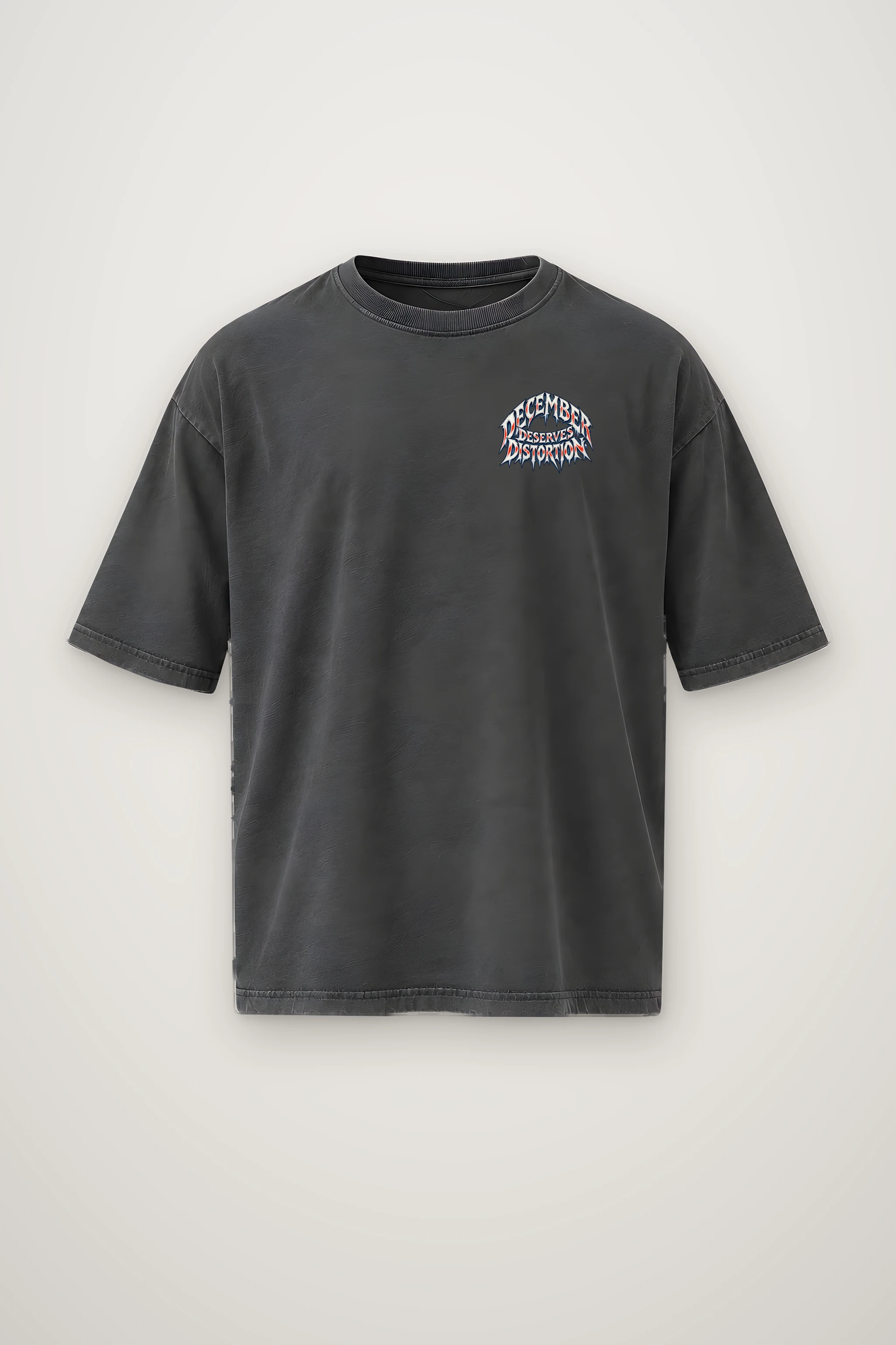 "December Deserves Distortion" Men's Oversized Heavyweight Crewneck T-Shirt
