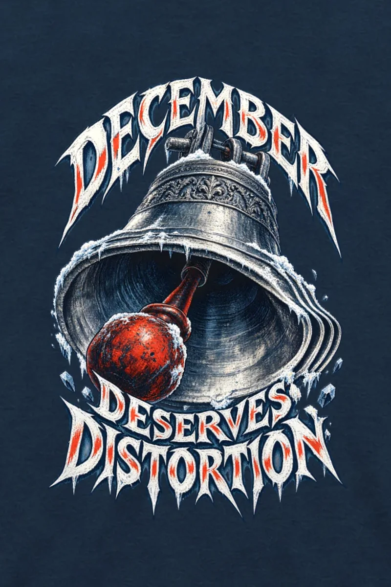 "December Deserves Distortion" Unisex Longsleeve T-shirt - the graphic up close
