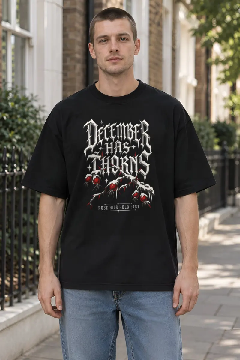 "December Has Thorns" Unisex Oversized Heavyweight Crewneck T-Shirt