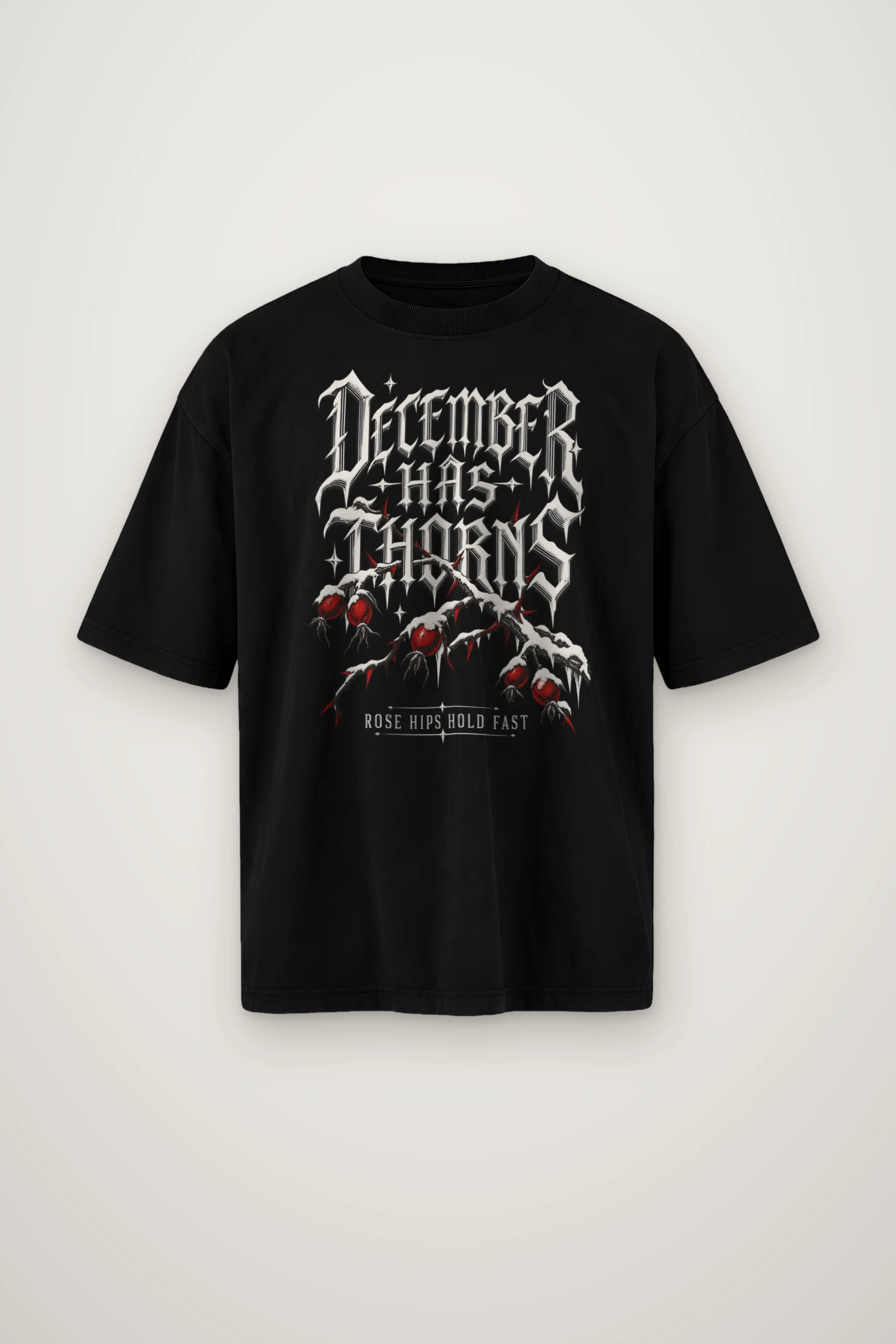 "December Has Thorns" Men's Oversized Heavyweight Crewneck T-Shirt