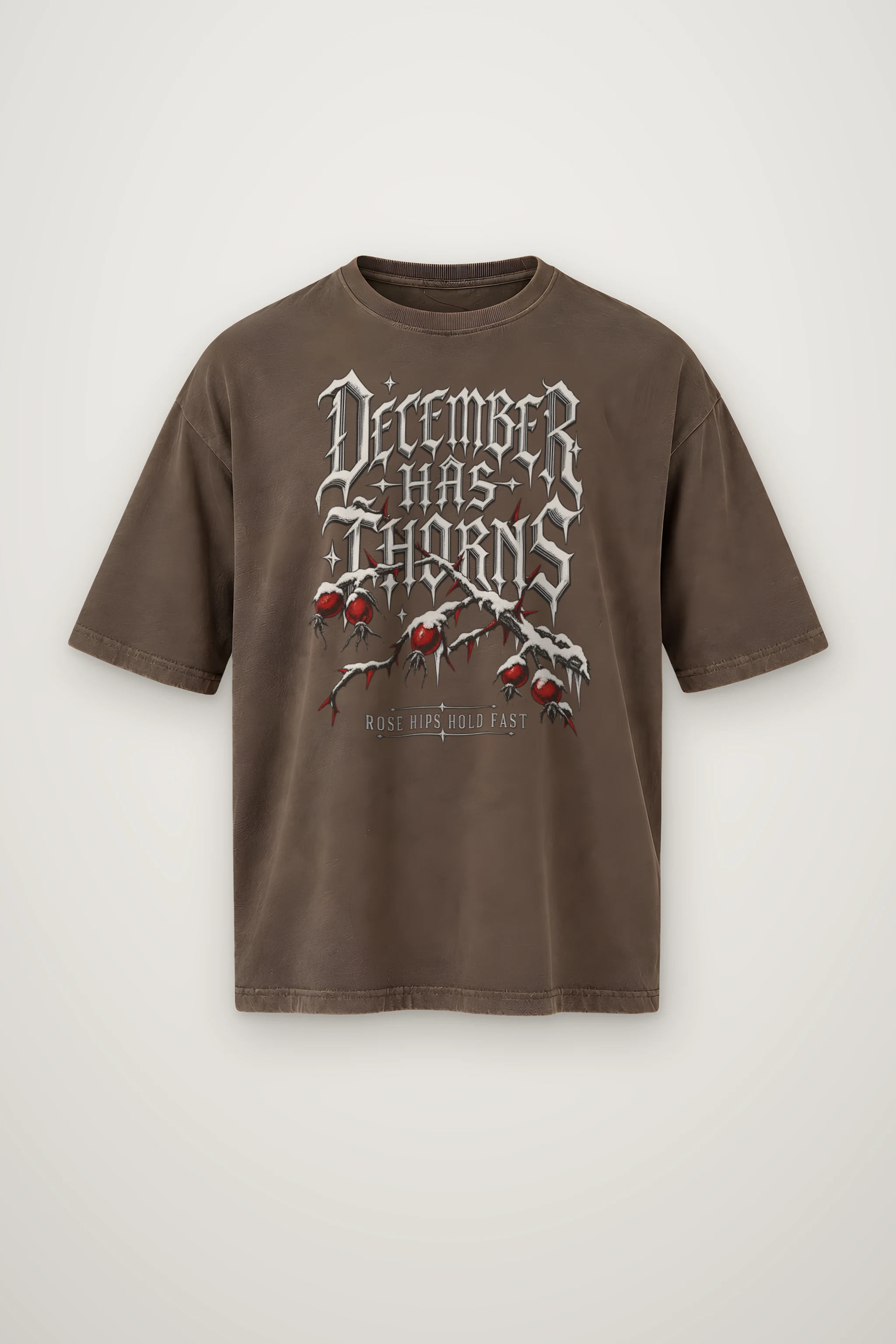 "December Has Thorns" Men's Oversized Heavyweight Crewneck T-Shirt