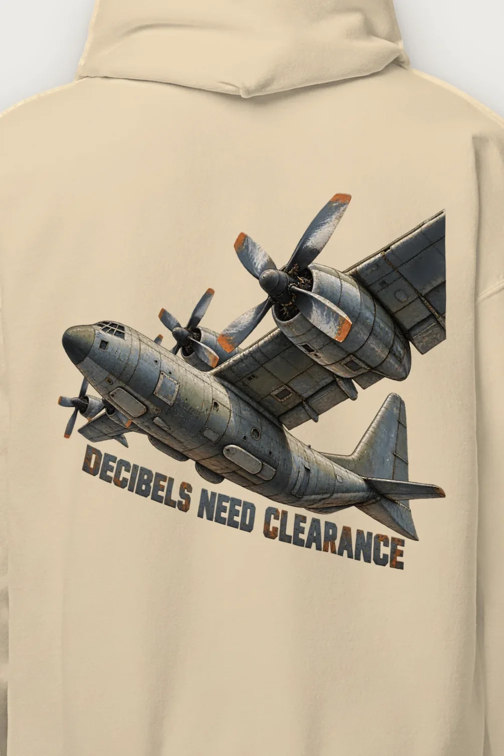 "Decibels Need Clearance" Heavy Blend Unisex Pullover Hoodie - the graphic up close