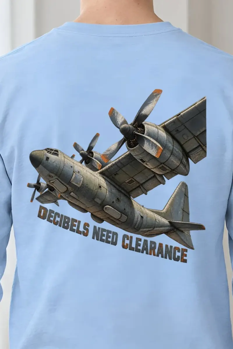 "Decibels Need Clearance" Unisex Longsleeve T-shirt - the graphic up close