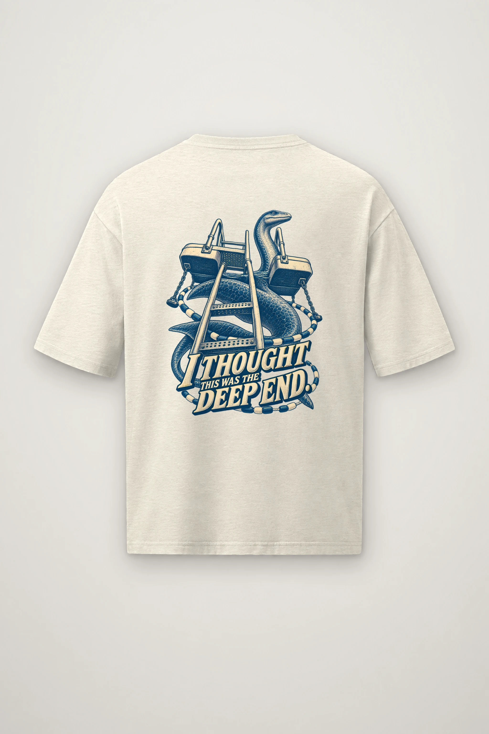 "Deep End Sea Serpent" Men's Oversized Heavyweight Crewneck T-Shirt