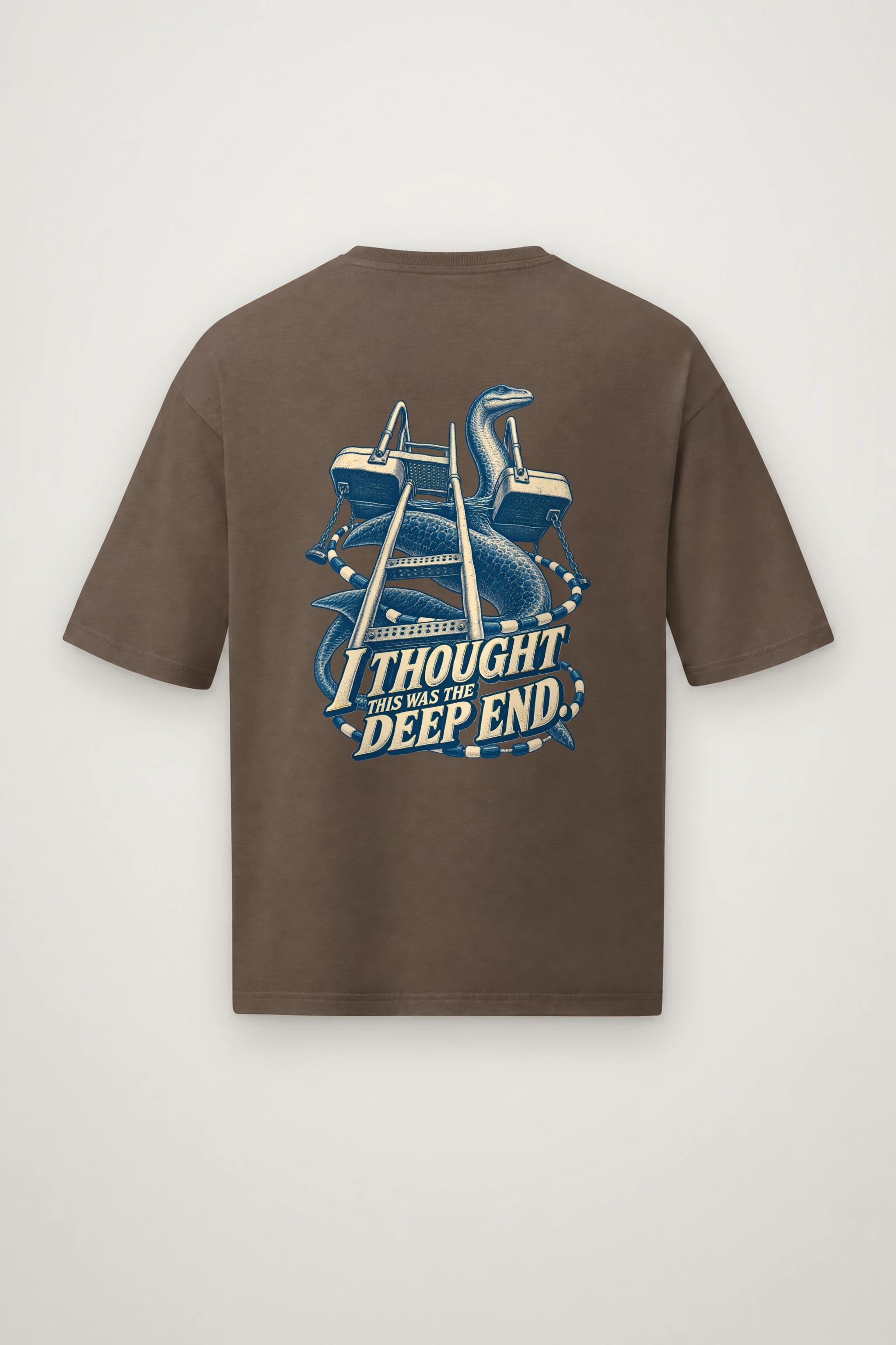 "Deep End Sea Serpent" Men's Oversized Heavyweight Crewneck T-Shirt