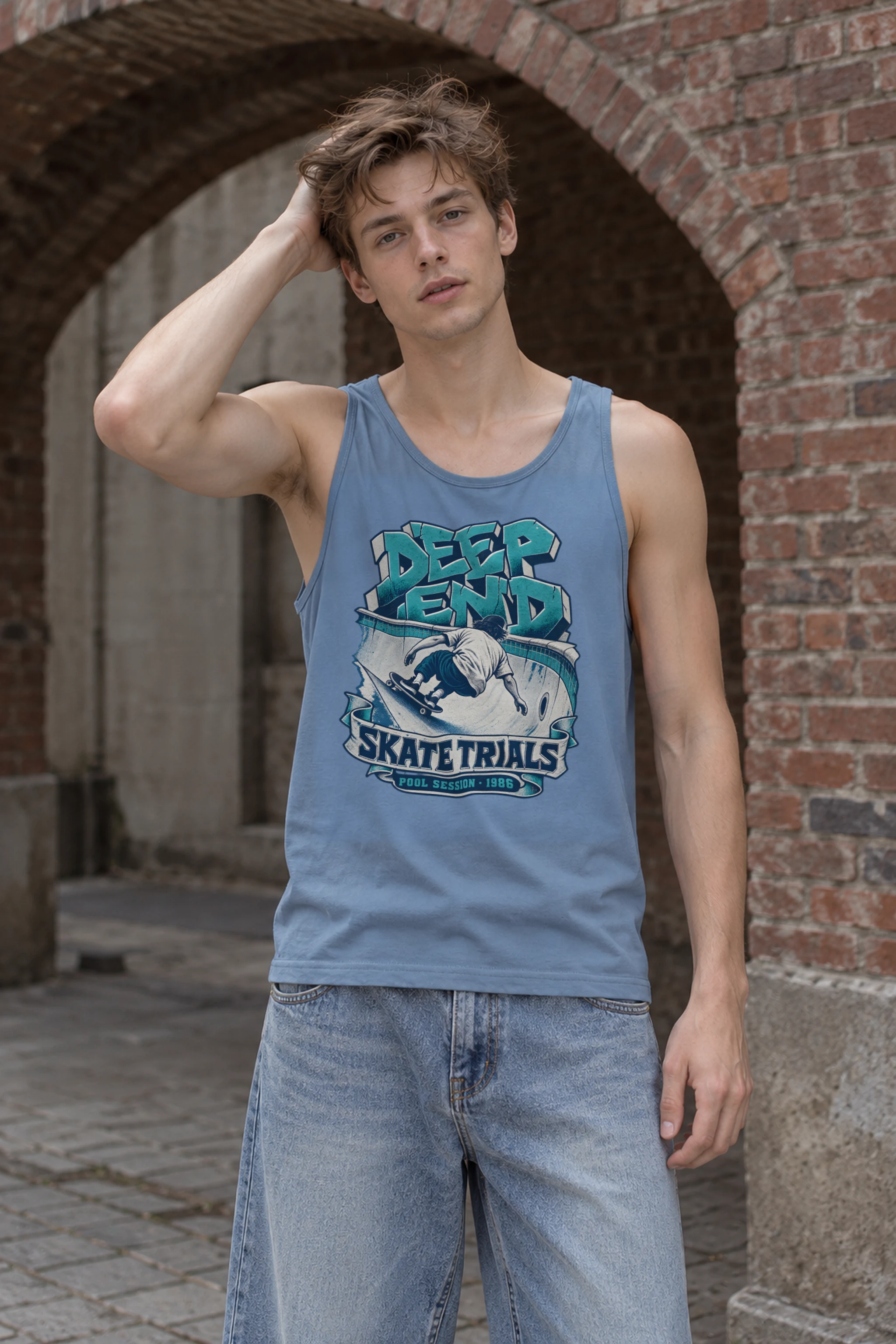 "Deep End Skate Trials" Unisex Jersey Tank