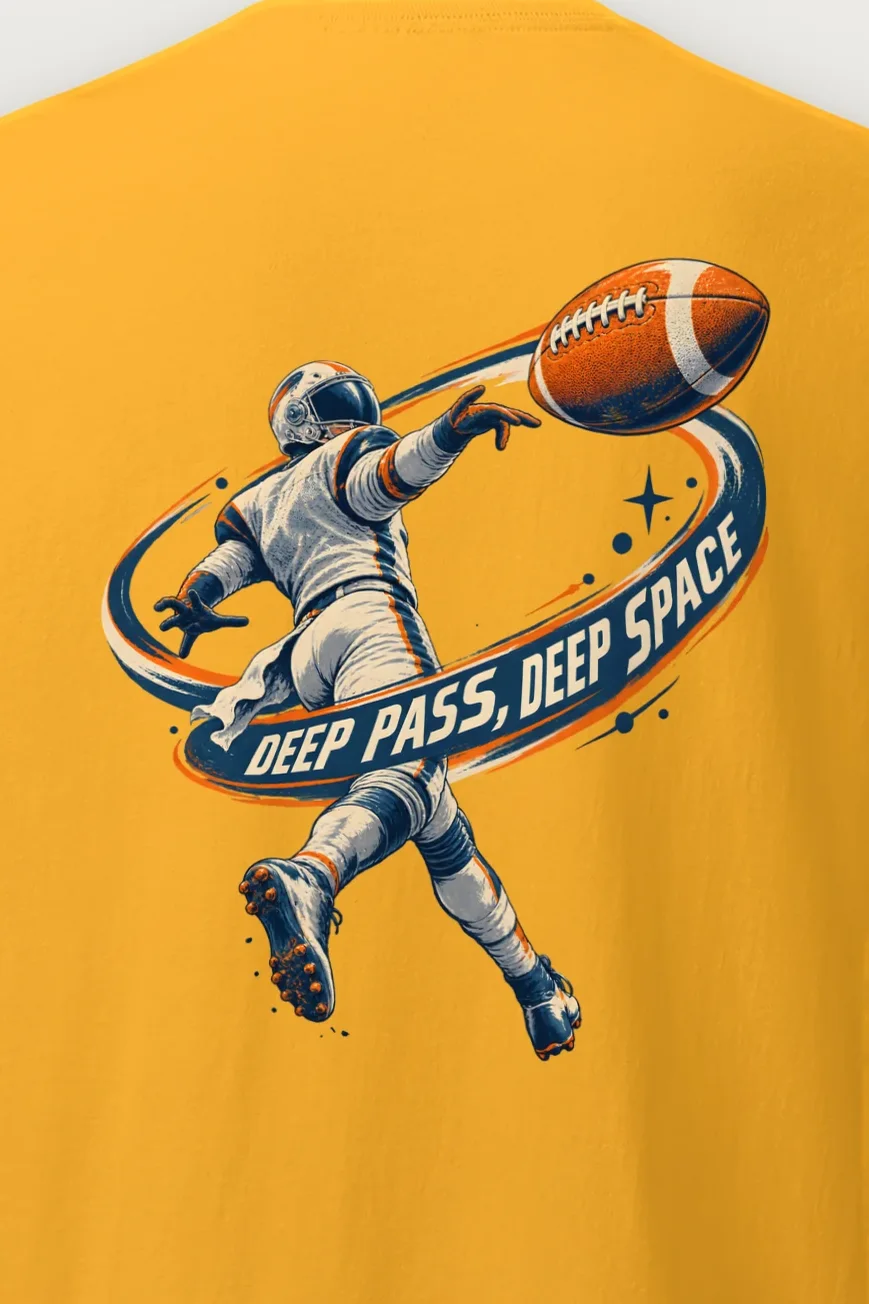 "Deep Pass, Deep Space" Heavyweight Unisex Crewneck T-shirt - the graphic up close