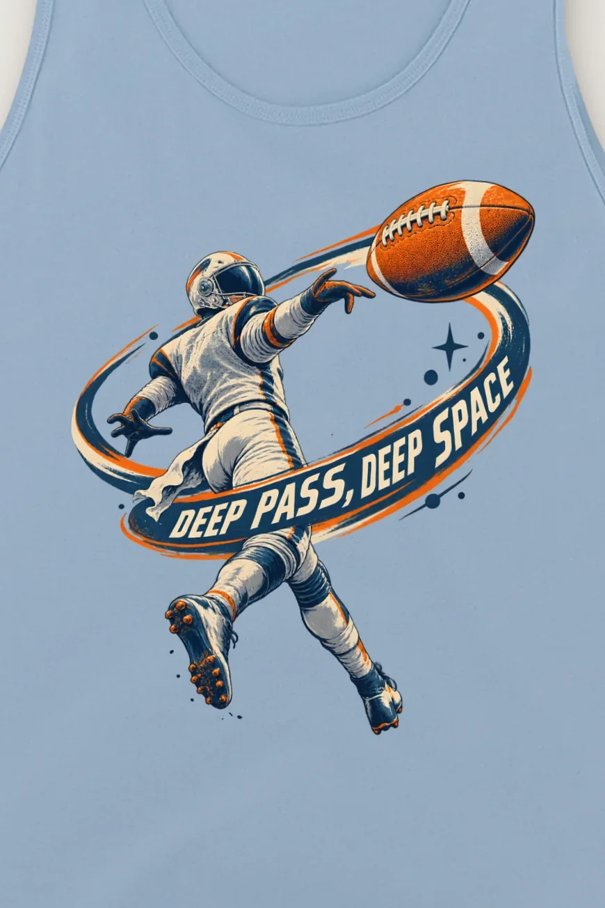 "Deep Pass, Deep Space" Unisex Jersey Tank - the graphic up close