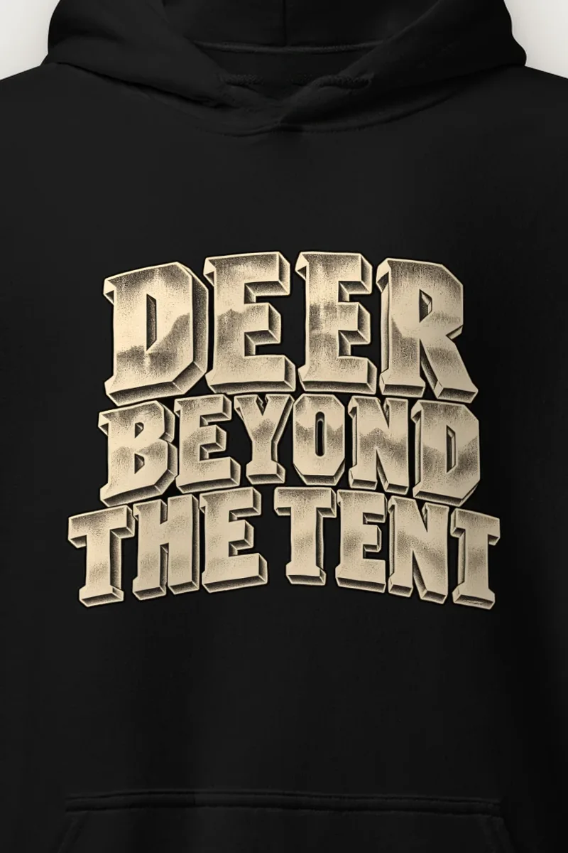 "Deer Beyond The Tent" Heavy Blend Unisex Pullover Hoodie - the graphic up close