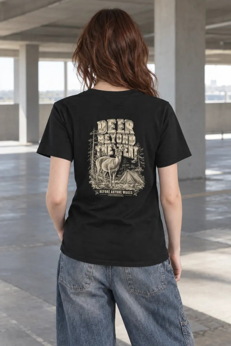 "Deer Beyond the Tent" Heavyweight Unisex Crewneck T-shirt