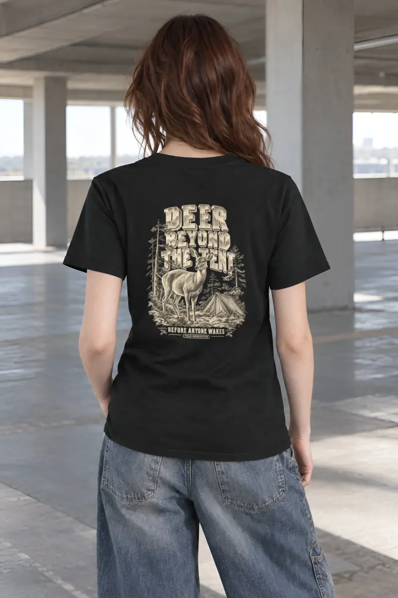 "Deer Beyond the Tent" Heavyweight Unisex Crewneck T-shirt