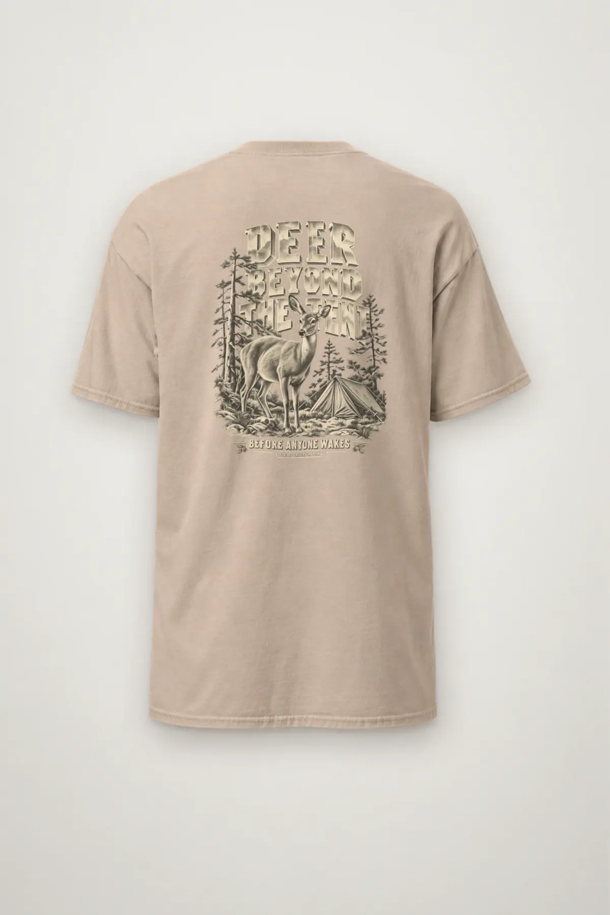 "Deer Beyond the Tent" Heavyweight Unisex Crewneck T-shirt