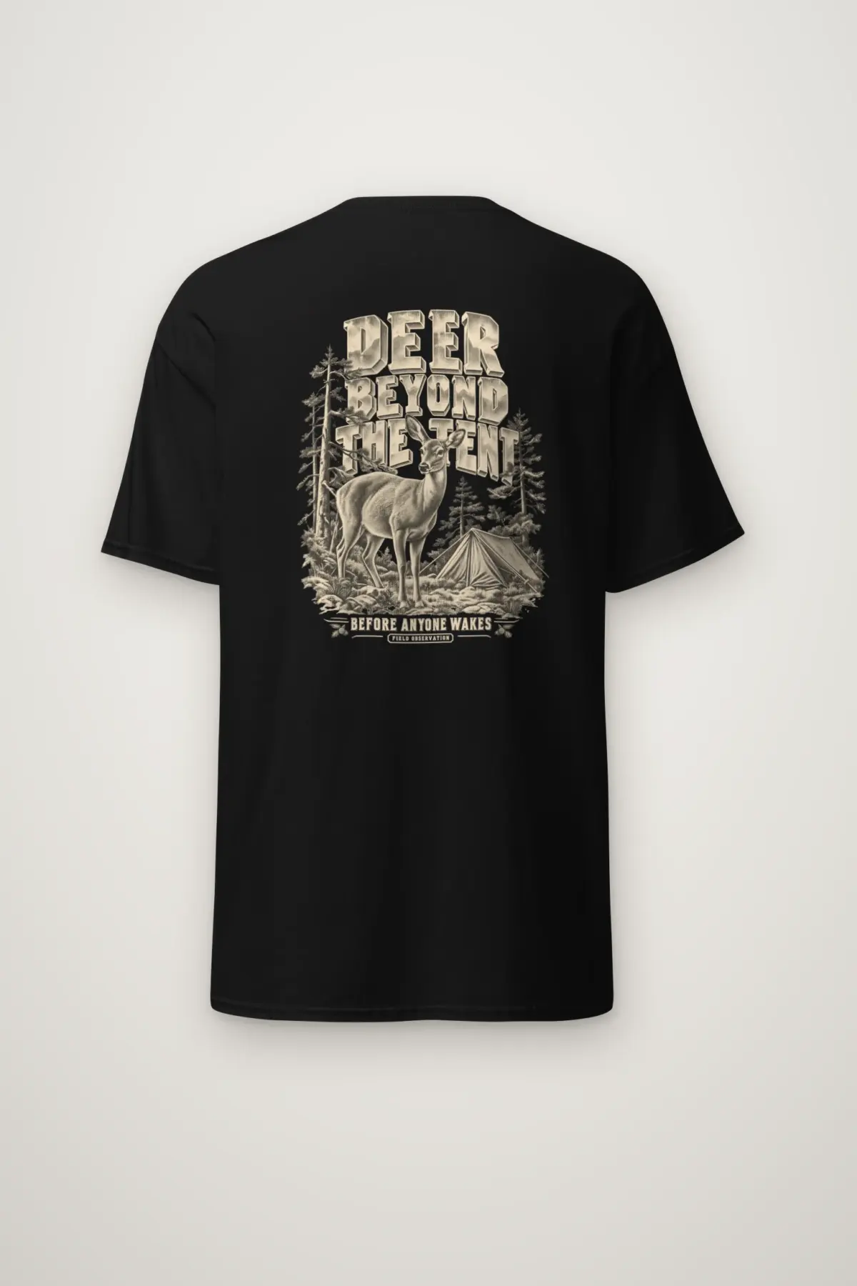 "Deer Beyond the Tent" Heavyweight Unisex Crewneck T-shirt