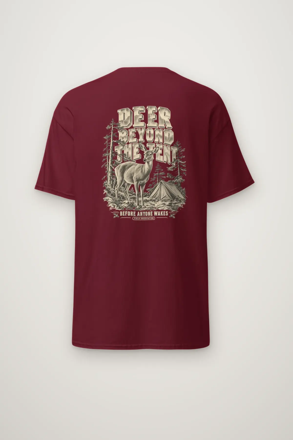 "Deer Beyond the Tent" Heavyweight Unisex Crewneck T-shirt