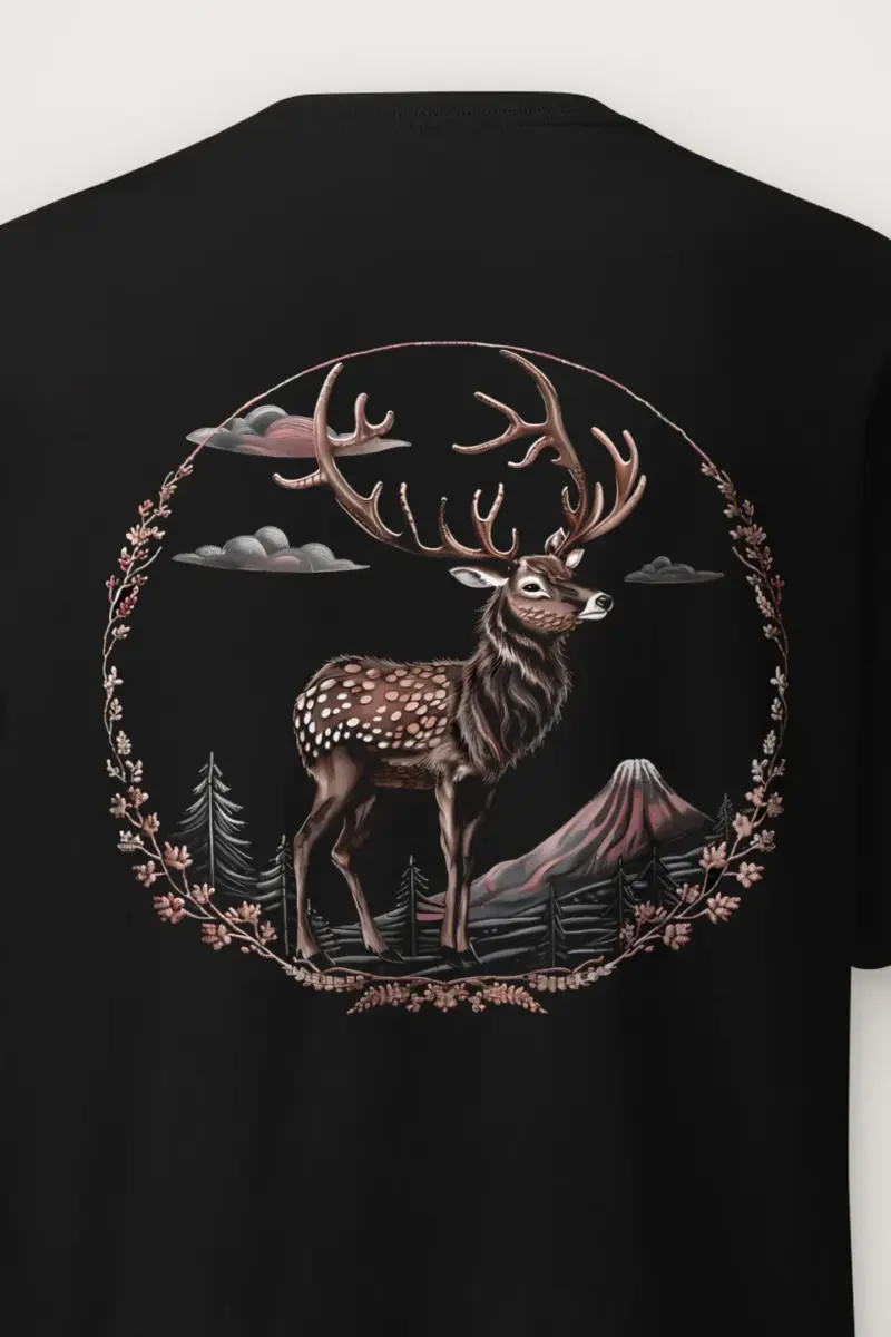 "Deer Mountain Circle" Heavyweight Unisex Crewneck T-shirt