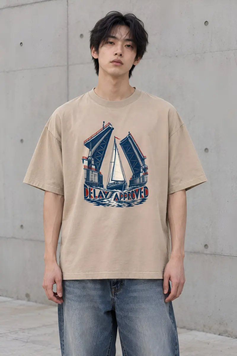 "Delay Approved" Men's Oversized Heavyweight Crewneck T-Shirt