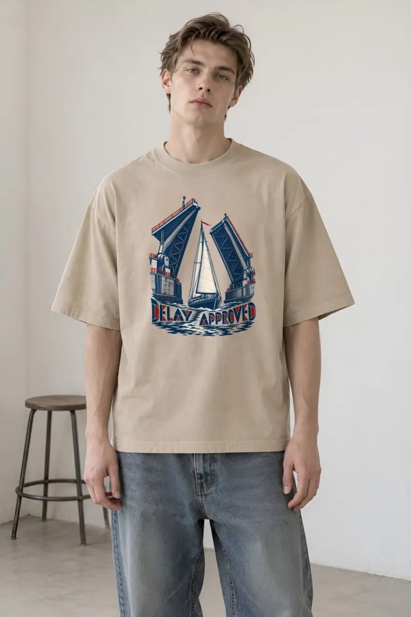 "Delay Approved" Unisex Oversized Heavyweight Crewneck T-Shirt
