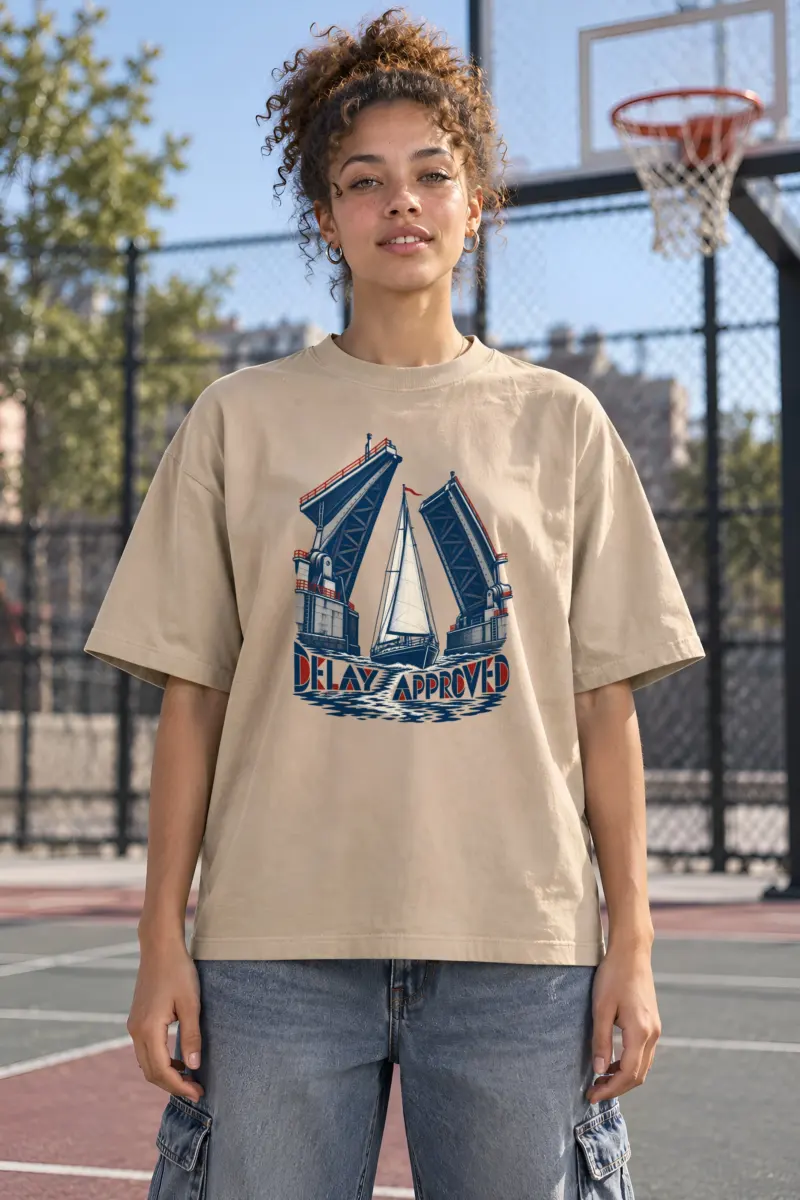 "Delay Approved" Unisex Oversized Heavyweight Crewneck T-Shirt