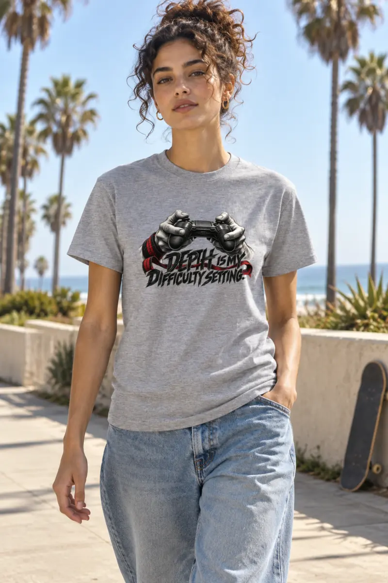 “Depth Is My Difficulty Setting” Heavyweight Unisex Crewneck T-shirt