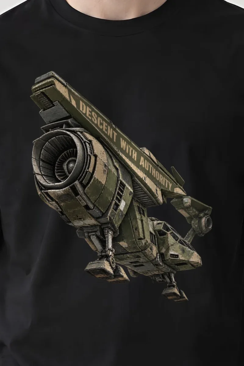 "Descent With Authority" Heavyweight Unisex Crewneck T-shirt - the graphic up close