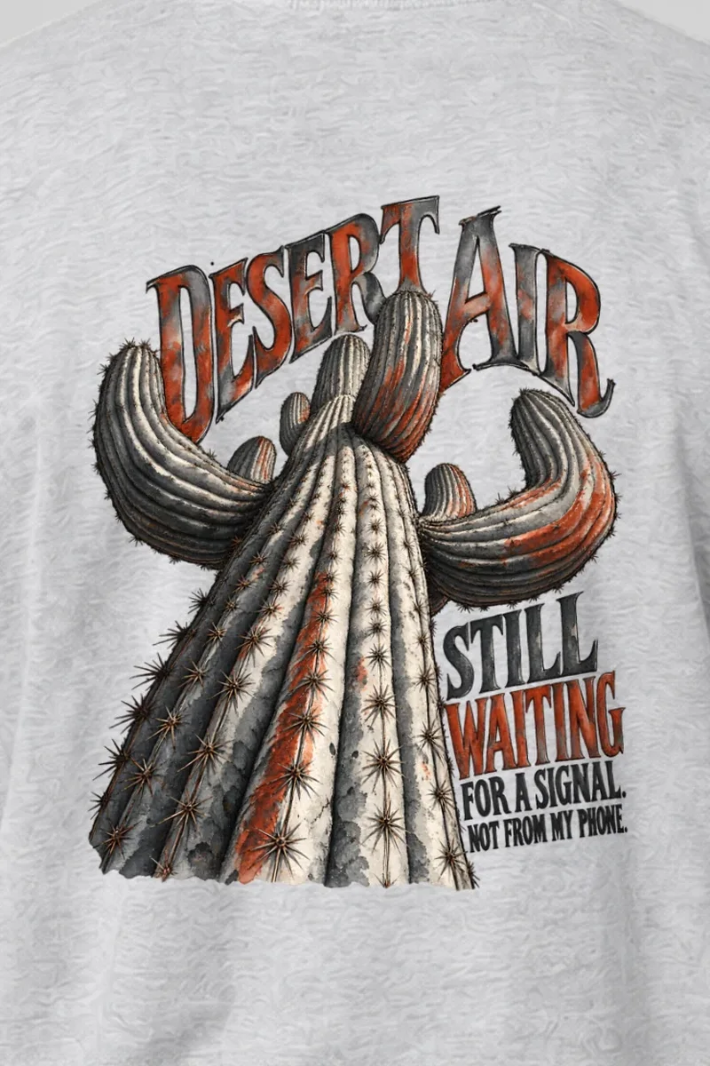 "Desert Air Still Waiting" Heavyweight Unisex Crewneck T-shirt - the graphic up close