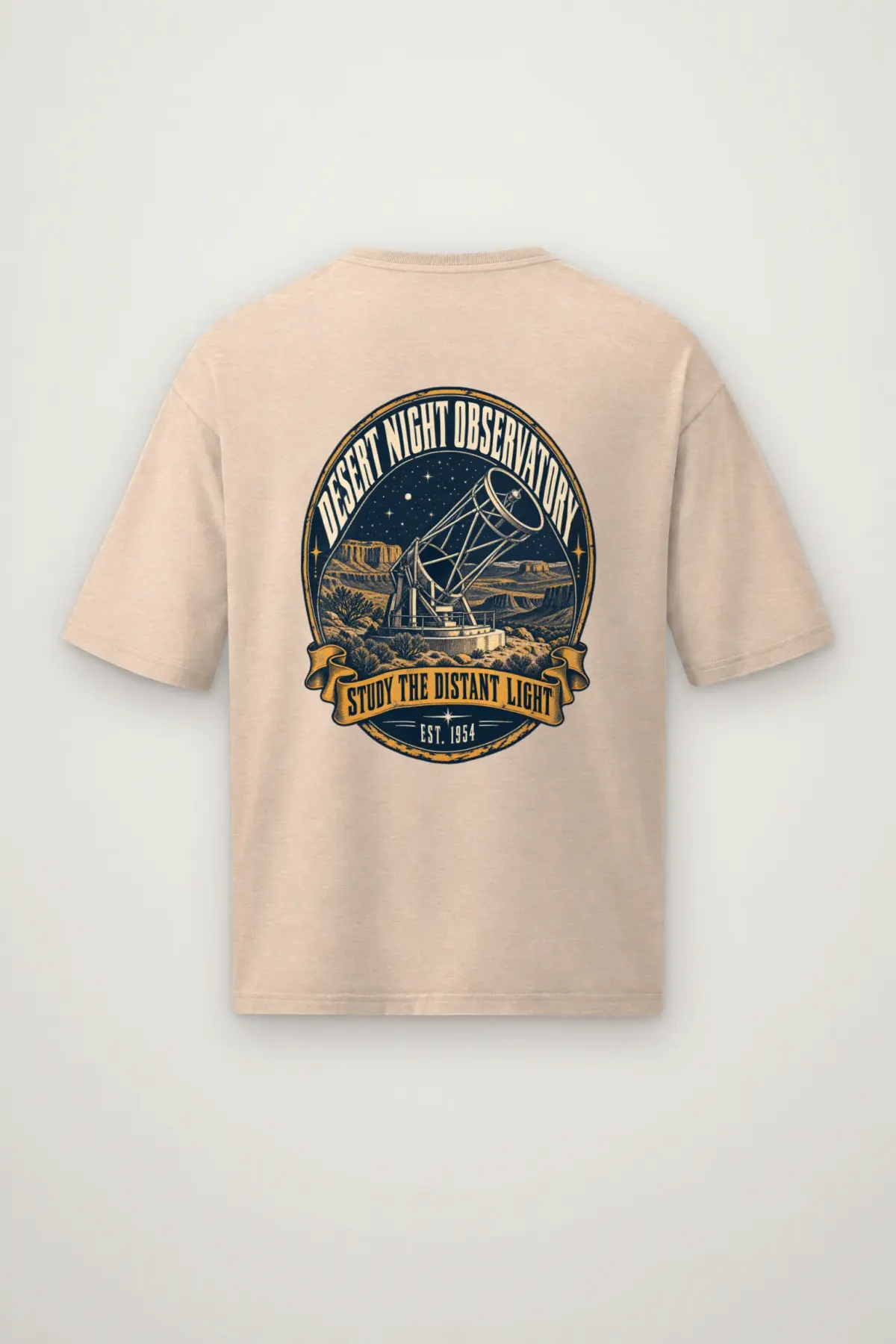 "Desert Night Observatory" Men's Oversized Heavyweight Crewneck T-Shirt