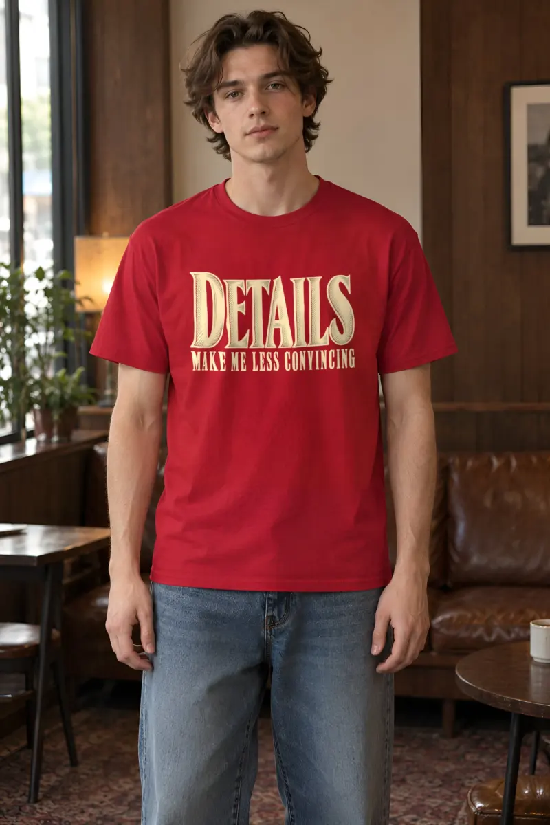 "Details Make Me Less Convincing" Heavyweight Unisex Crewneck T-shirt