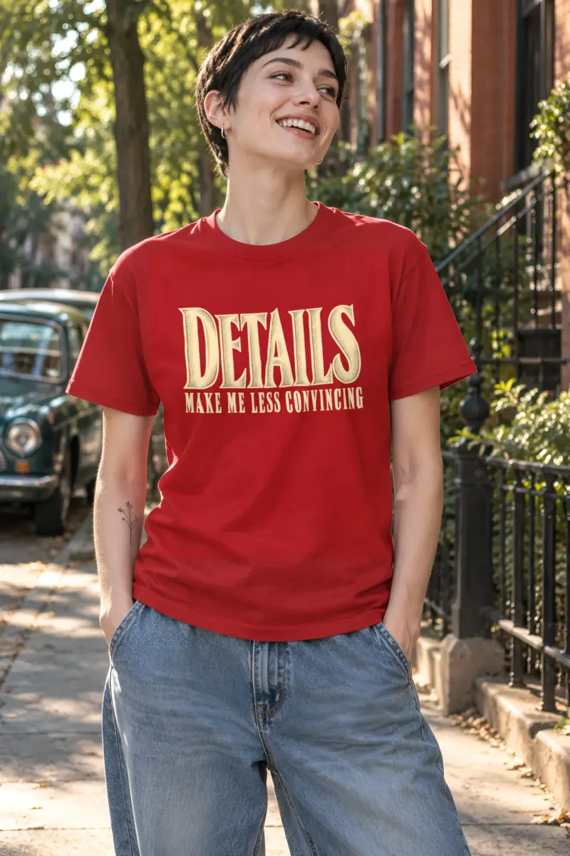 "Details Make Me Less Convincing" Heavyweight Unisex Crewneck T-shirt