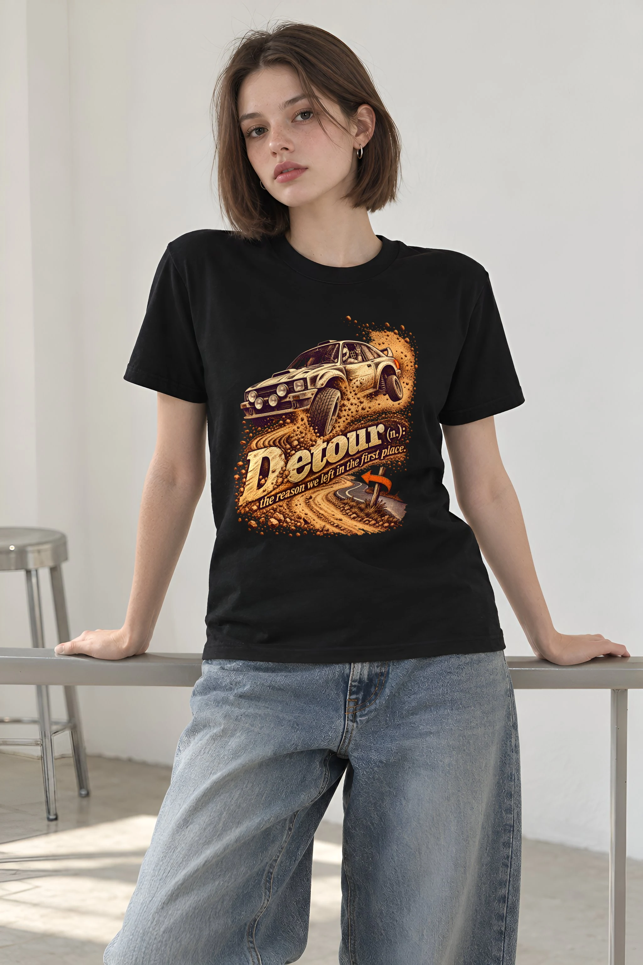 "Detour Rally Car" Heavyweight Unisex Crewneck T-shirt