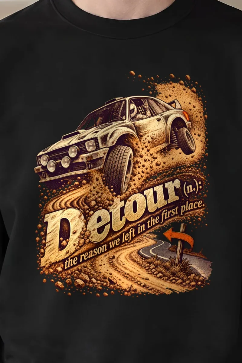 "Detour: The Reason We Left" Unisex Crewneck Sweatshirt - the graphic up close