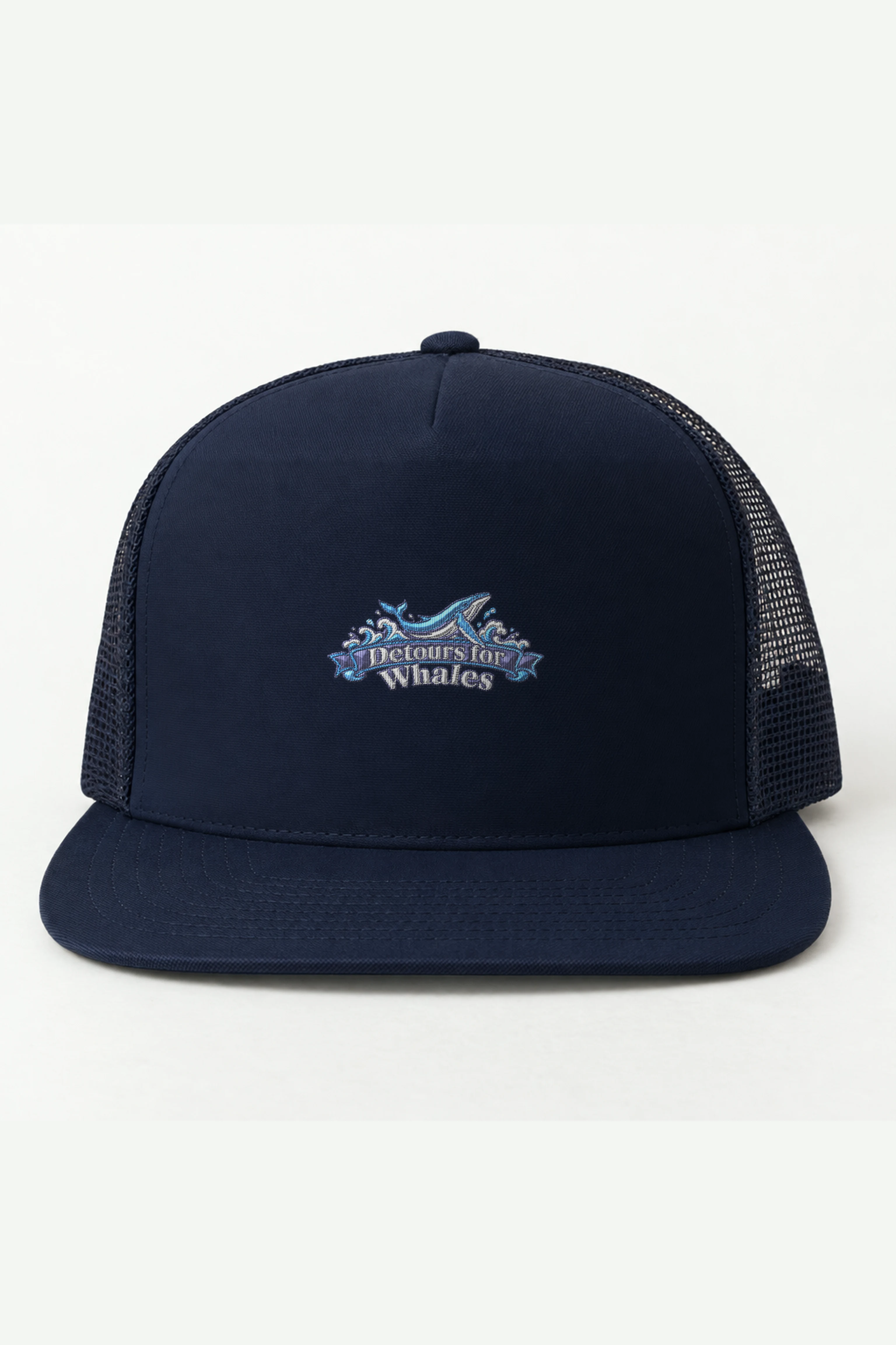 "Detours for Whales" 5 Panel Trucker Cap · Embroidered