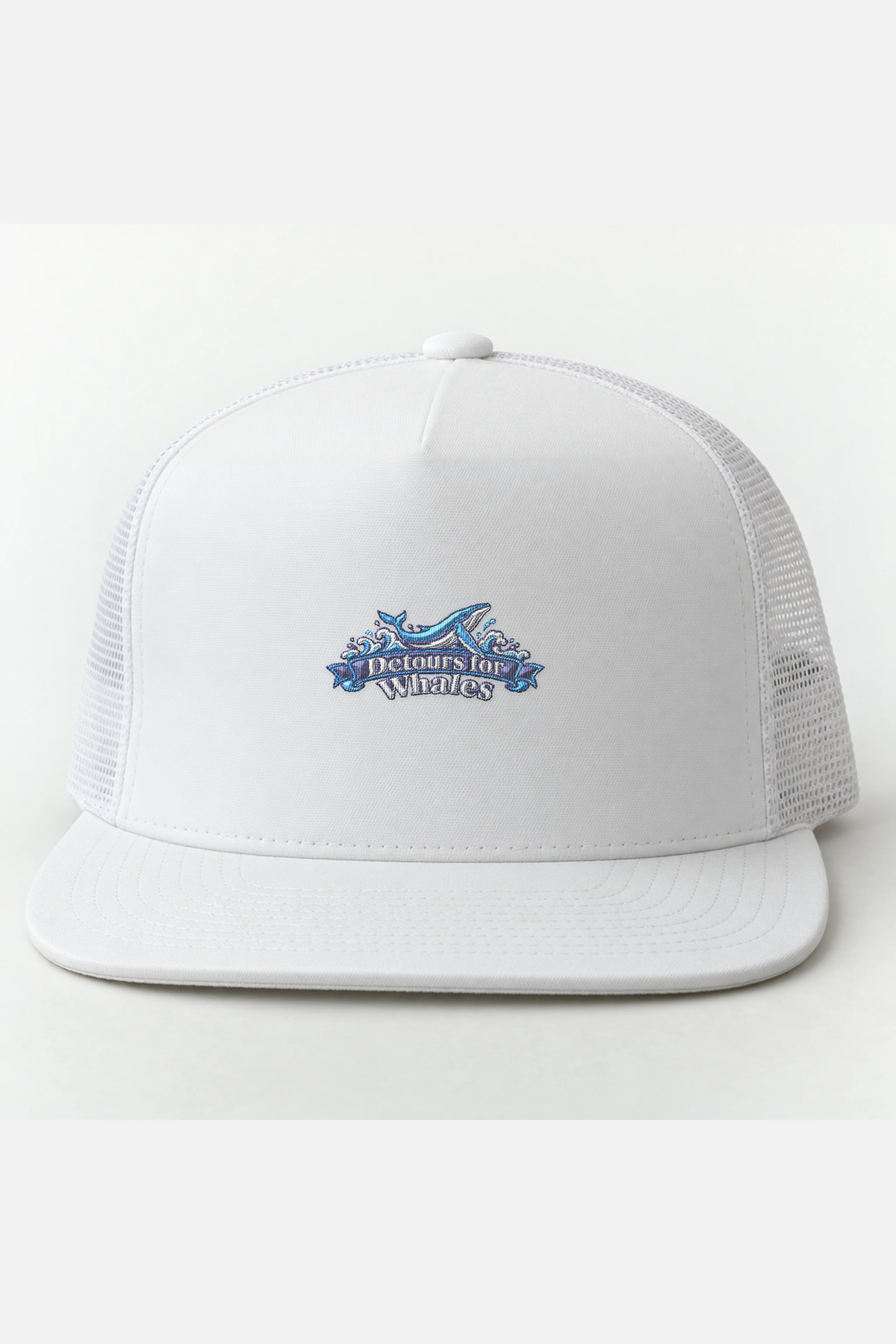 "Detours for Whales" 5 Panel Trucker Cap · Embroidered