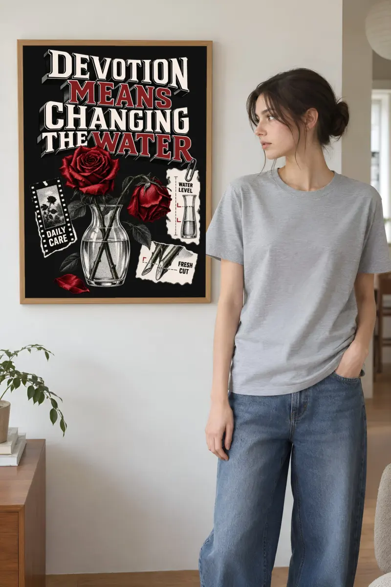 “Devotion Means Changing the Water” Premium Wooden Framed Poster