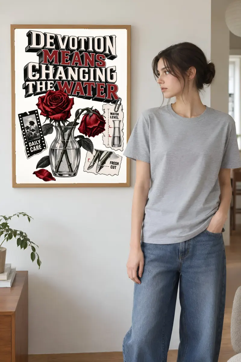 “Devotion Means Changing the Water” Premium Wooden Framed Poster