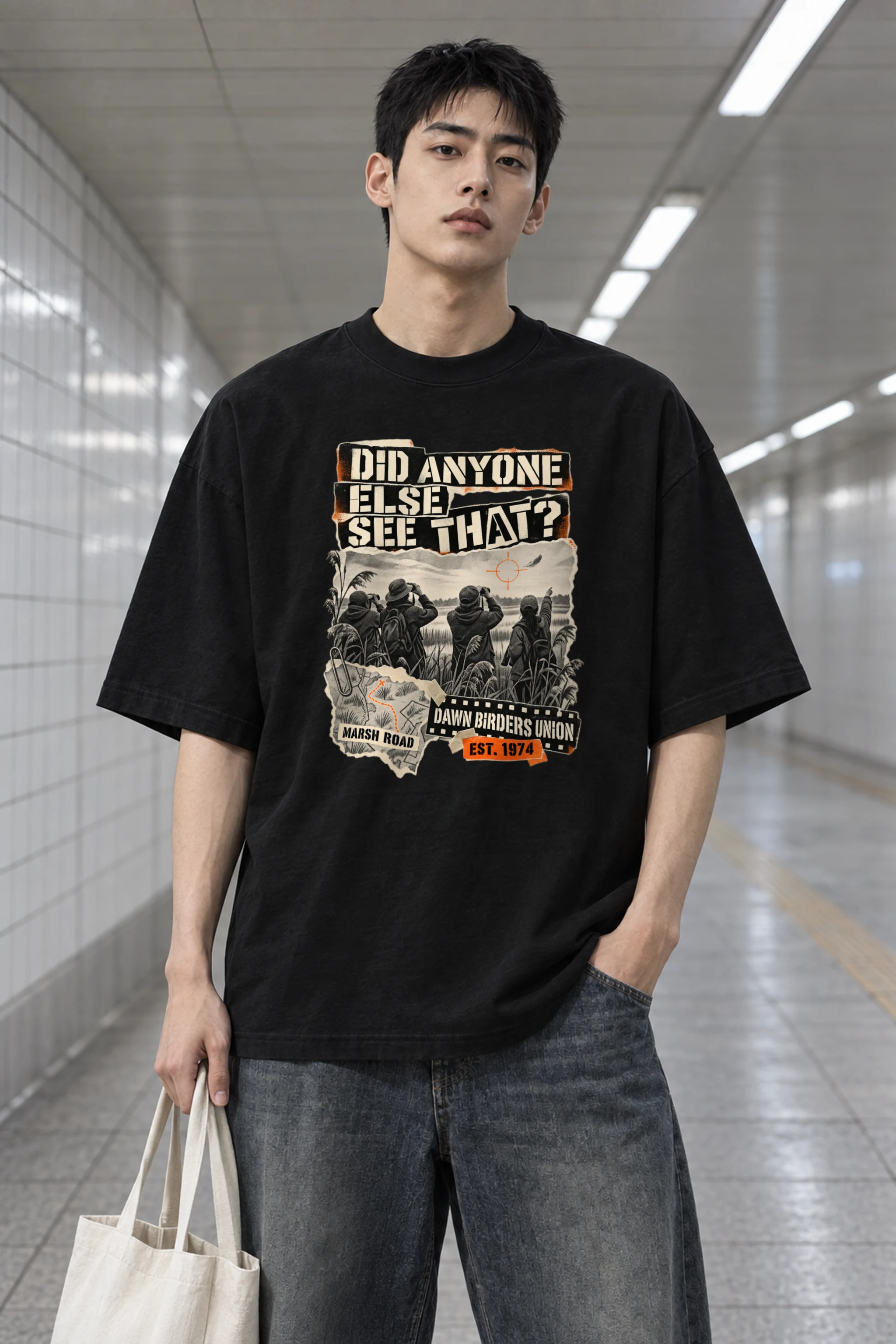 "Did Anyone Else See That?" Men's Oversized Heavyweight Crewneck T-Shirt