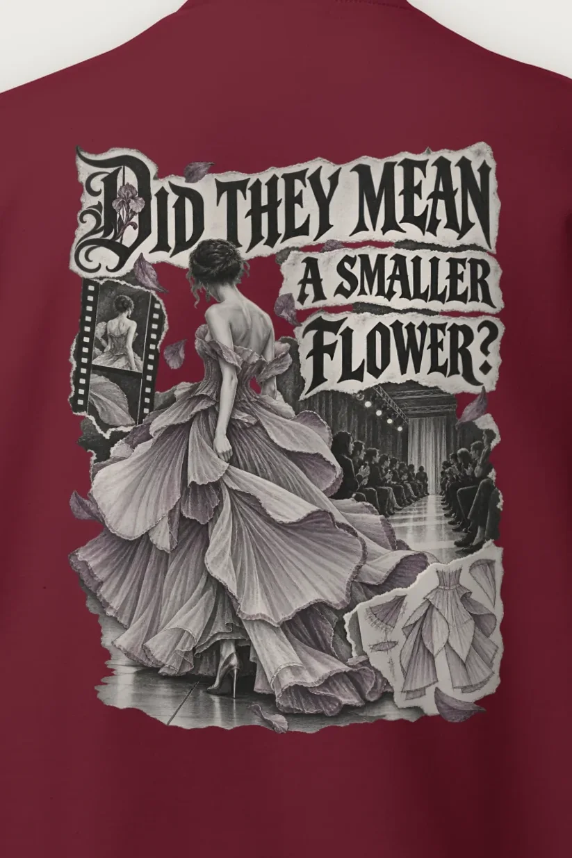 "Did They Mean a Smaller Flower?" Heavy Blend Unisex Crewneck Sweatshirt - the graphic up close