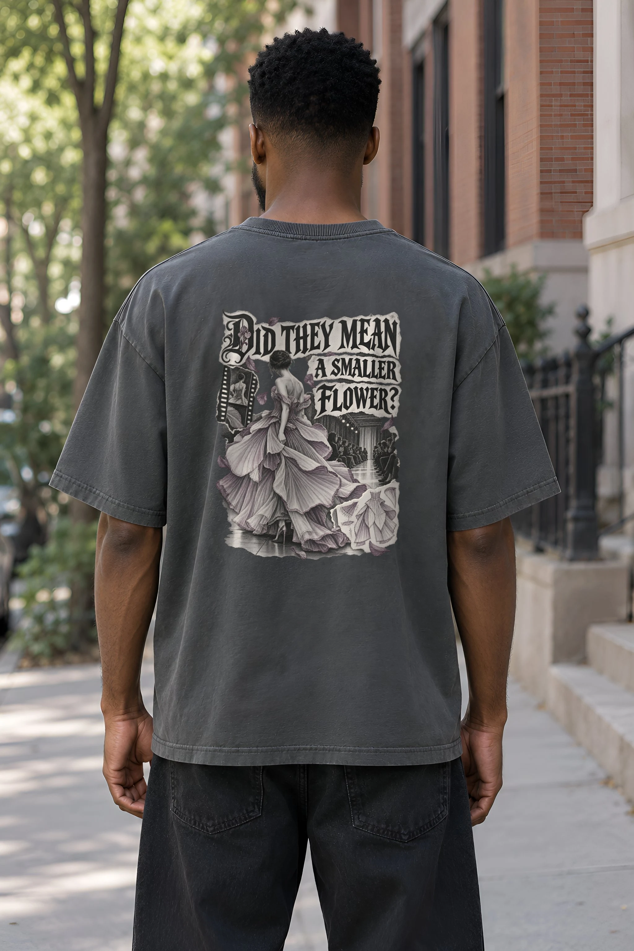 "Did They Mean a Smaller Flower?" Men's Oversized Heavyweight Crewneck T-Shirt
